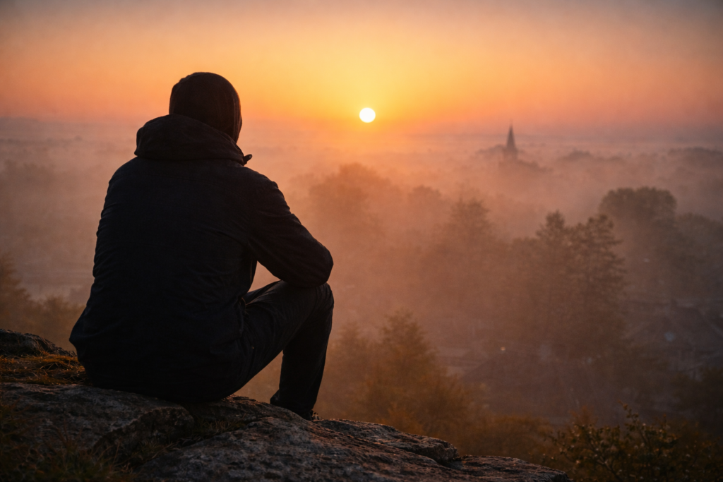 Serene morning by the lake