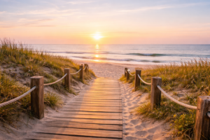 Golden morning at the beach